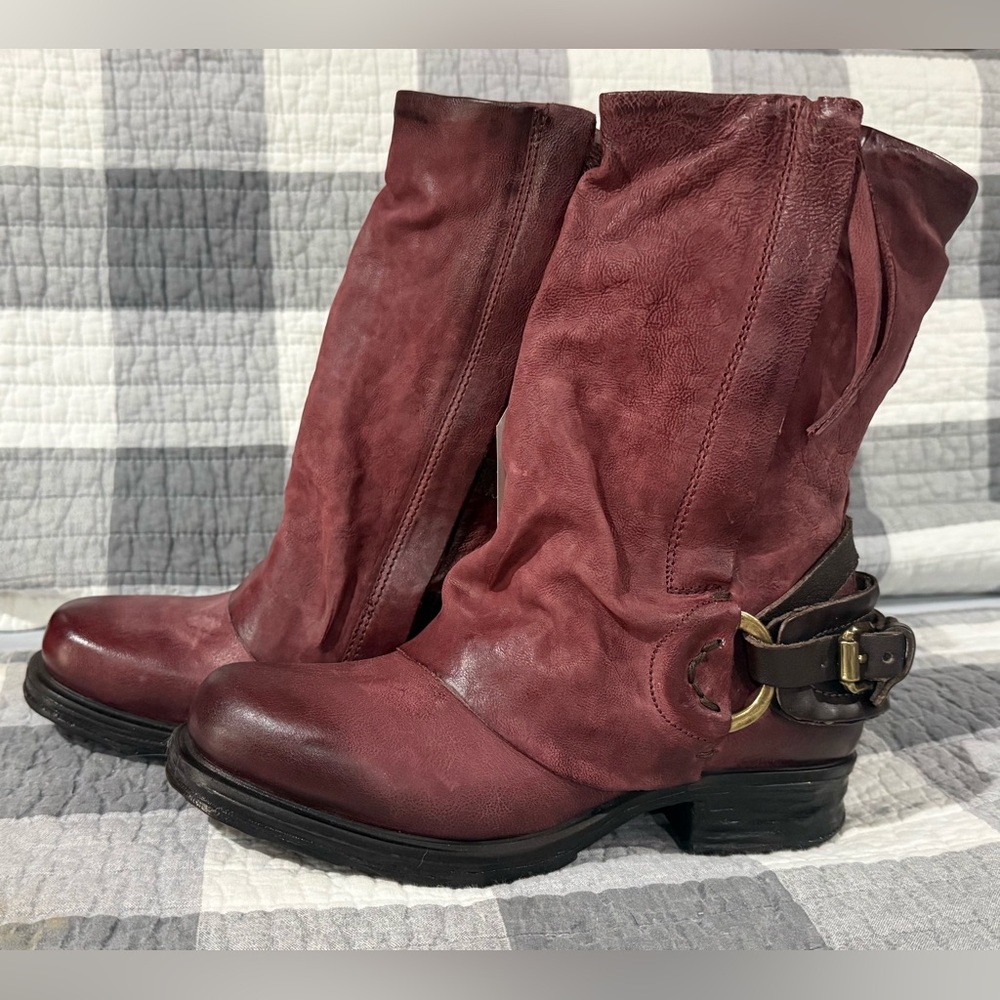 NIB- A.S.98 Maroon Smyth Leather Boots. Size 37 (US 6.5-7) *RARE*DISCONTINUED*